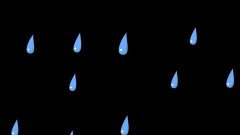 Children's cartoon animation of a cloud with falling raindrops on a black Stock Footage 270418606