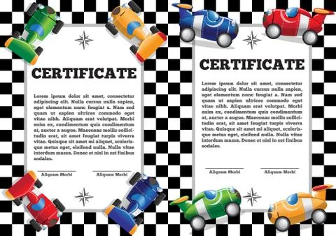 Children's certificate for automobile theme. Stock Illustration