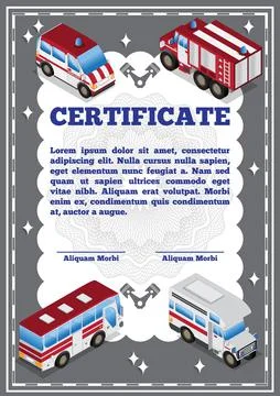 Children's certificate for automobile theme. Stock Illustration