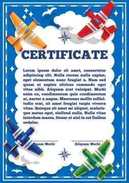Children's certificate for aviation theme. Stock Illustration