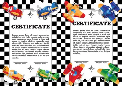 Children's certificate for aviation theme. Stock Illustration