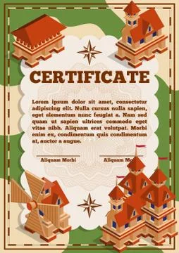 Children's certificate for medieval theme. Stock Illustration