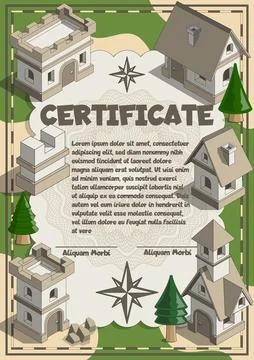 Children's certificate for medieval theme. Stock Illustration