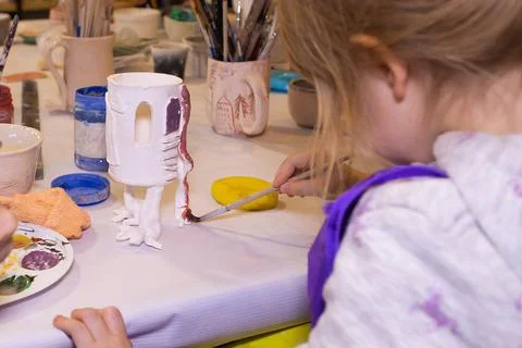The Children's class in a clay workshop, creativity Stock Photos