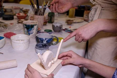 The Children's class in a clay workshop, creativity Stock Photos
