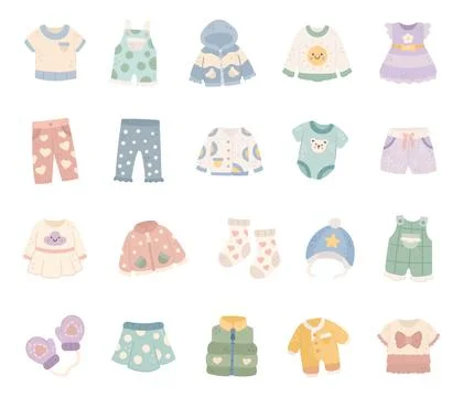 Childrens clothing set featuring t shirt jumpsuit Stock Illustration