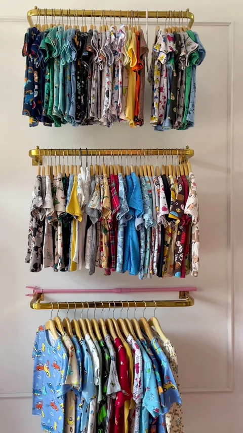 Children's clothing in a store. Stock Footage 283972620