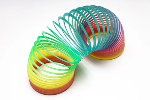 Children's colored spring with rings of different colors Stock Photos