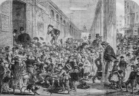 Children's commitments for the pantomime of christmas in london, the illustri Stock Illustration