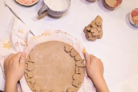 The Children's creativity, modern clay workshop Stock Photos