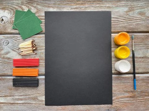 Children's creativity, rocket in space, from plasticine and matches, Stock Photos