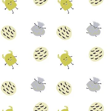 Childrens cute pattern with monsters or aliens in space. Galaxy elements and 库存插图