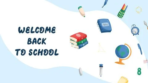 Childrens cute school poster. Back to school. Usable for your flyer, template Stock Illustration