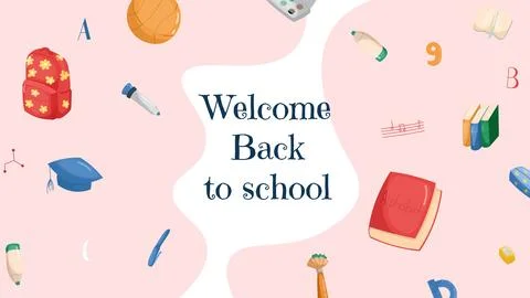 Childrens cute school poster. Back to school. Usable for your flyer, template Stock Illustration