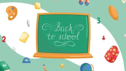 Childrens cute school poster. Back to school. Usable for your flyer, template Stock Illustration