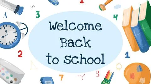 Childrens cute school poster. Back to school. Usable for your flyer, template Stock Illustration
