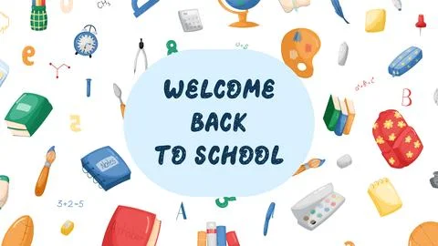 Childrens cute school poster. Back to school. Usable for your flyer, template Stock Illustration