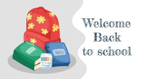Childrens cute school poster. Back to school. Usable for your flyer, template Stock Illustration