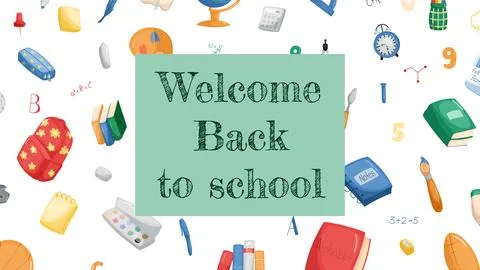 Childrens cute school poster. Back to school. Usable for your flyer, template Stock Illustration