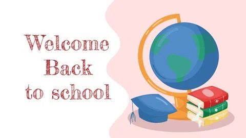 Childrens cute school poster. Back to school. Usable for your flyer, template Stock Illustration