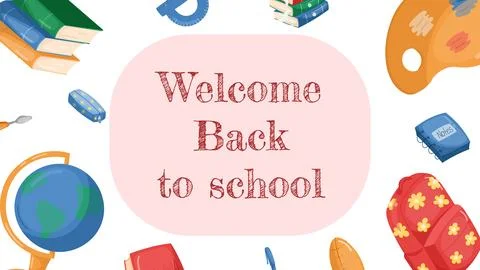 Childrens cute school poster. Back to school. Usable for your flyer, template Stock Illustration