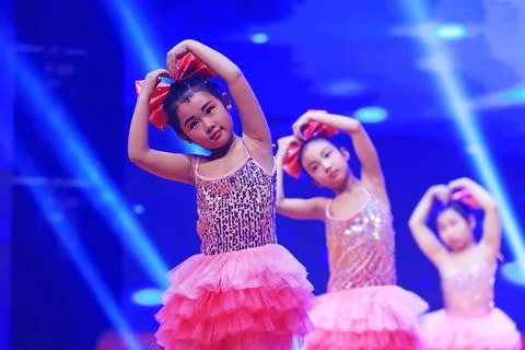 Children's Dance Performance on the Stage, Luannan County, Hebei Province, .. Stock Photos