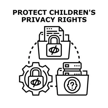 Children's data privacy rights protection concept Stock Illustration