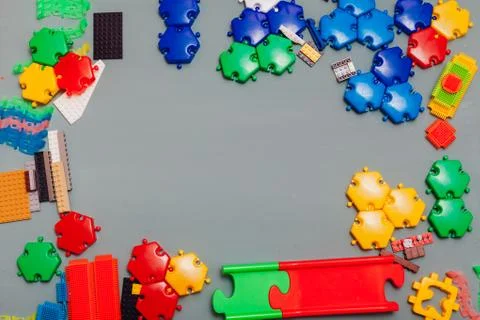 Children's developing game designer for home on a gray background Stock Photos