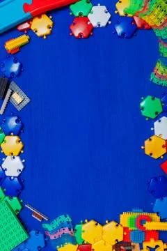 Children's developing game designer for home on a blue background Stockfoto's