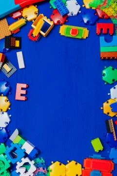 Children's developing game designer for home on a blue background Stock Photos