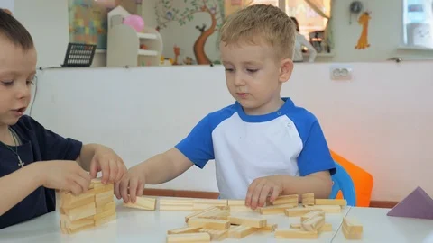 Children's developing a game room. Emotions of young children during Stock Footage 89550944