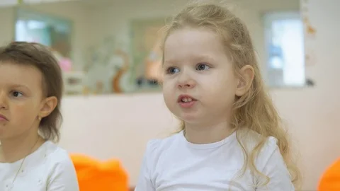 Children's developing a game room. Emotions of young children during Stock Footage 89669352