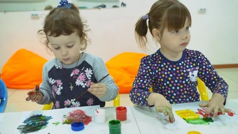 Children's developing a game room. Emotions of young children during Stock-Footage 90013749