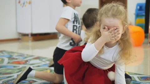 Children's developing a game room. Emotions of young children during Stock Footage 90017737