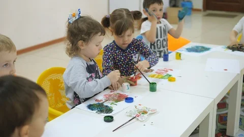 Children's developing a game room. Emotions of young children during Stock Footage 90232414