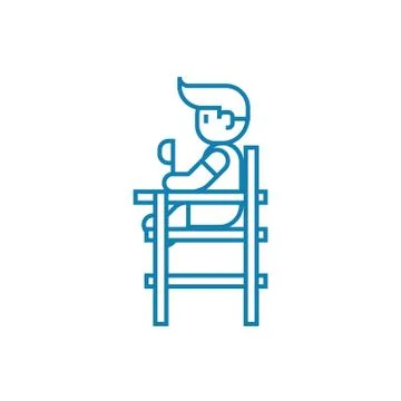 Children's dining chair linear icon concept. Children's dining chair line vector Illustrazione stock