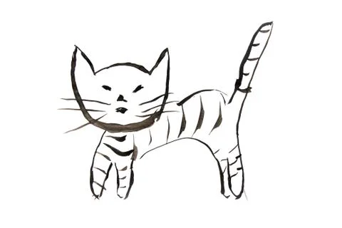 Children's drawing of a cat Stock Illustration