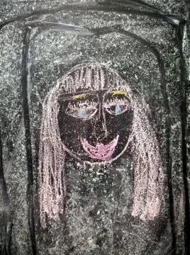 Children's drawing with chalk Stock Photos