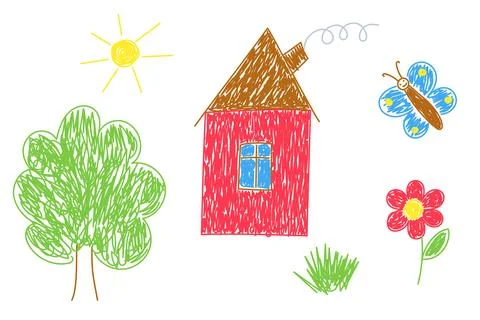 Children's drawing Illustrazione stock