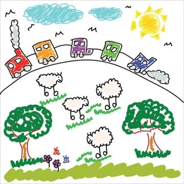 Children's drawing pattern Stock Illustration