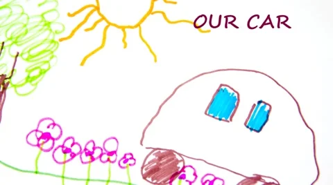 Childrens drawing, presentation Stock Footage 46637693