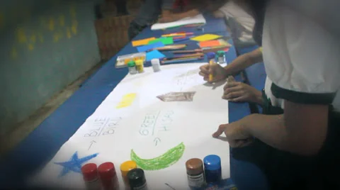 Children's Drawing Project - Learning Colors in 2 Languages Stock Footage 35540034