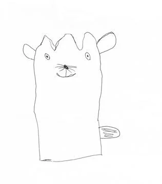 Children's drawing of a simple cat Stock Illustration