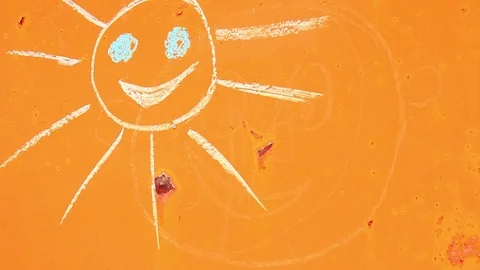 Children's drawing of the sun Stock Footage 76150605