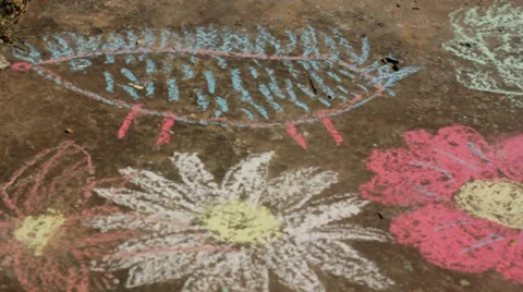 Children's drawings. Camera movement 3 Stock Footage 34754782