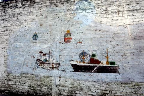 Children's drawings. Elements for the design of wall boat  backgrounds, Foto stock
