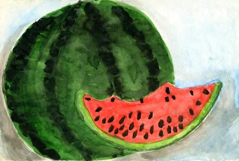 Children's drawings "Watermelon" Stock Illustration