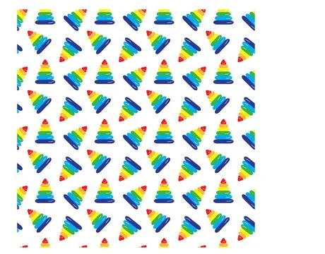 Childrens educational toy pyramid with multi colored rings. Seamless pattern. Stock Illustration