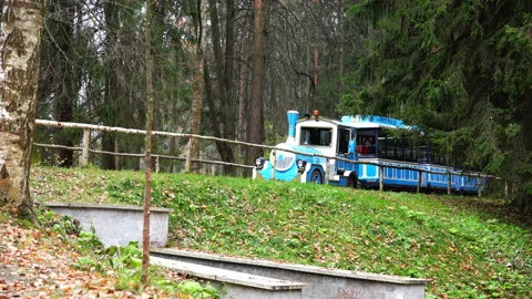Children's excursion train rides on the square Stock Footage 90068946