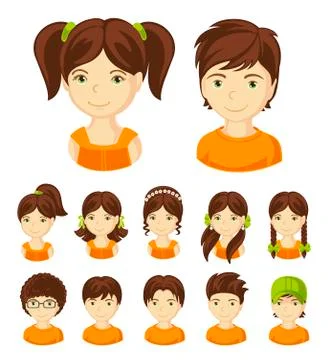 Children's face set.  Stock Illustration